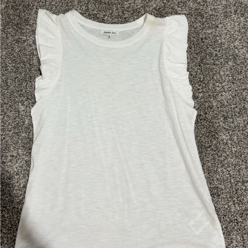 White Ruffle Sleeve Tank Top